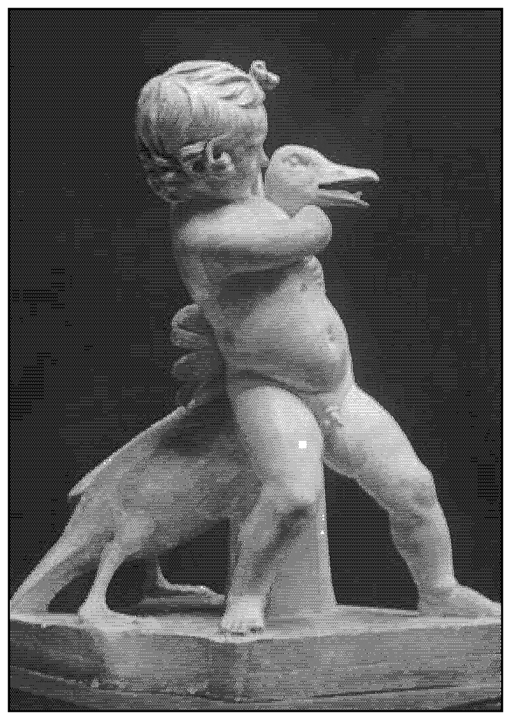 An inserted postcard: a photograph of a classical sculpture of a boy wrestling a goose, inscribed by him “To myself”. The editors’ caption: “An inserted postcard, inscribed ‘To myself’.”